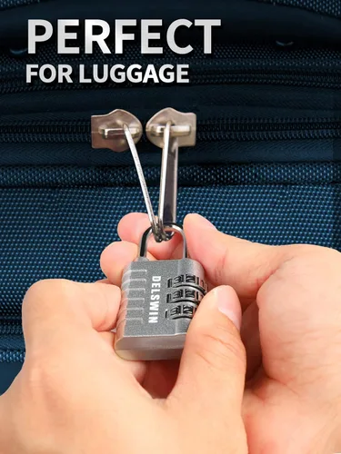 Miniatura 2 de Candado de combinación de 3 dígitos pequeño para casillero - Juego de 4 candados reajustables para equipaje de viaje, mochila, maleta - Candado