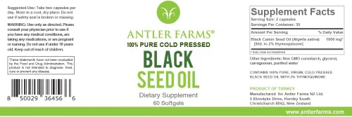 Miniatura 2 de Antler Farms - Cápsulas de cápsulas blandas de aceite de semilla negra -100% puro, virgen, prensado en frío 60 cápsulas blandas, 500 mg - 2%