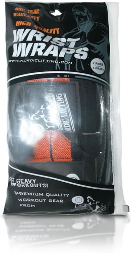 Miniatura 5 de Nordic Lifting Muñequeras (2 pares/4 envolturas) de 14 pulgadas para levantamiento de pesas Entrenamiento cruzado Levantamiento de potencia