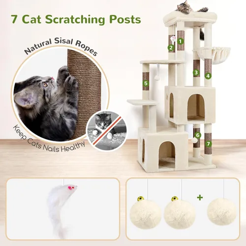 Miniatura 5 de Globlazer Torre de Gato para Gatos de Interior, Árboles de Gato de Alta Resistencia para Gatos Grandes Gatos Adultos Grandes Torre de Gato Maine