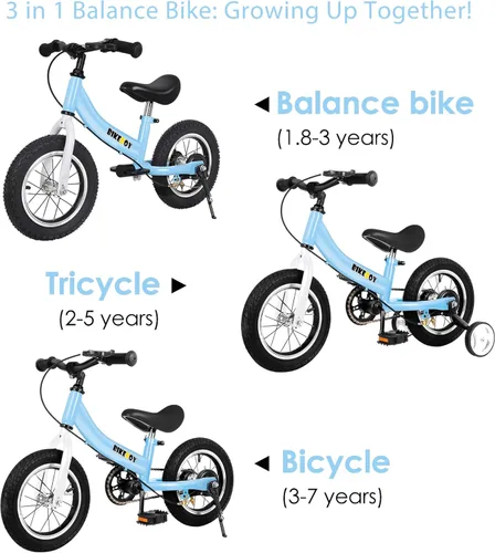 Miniatura 2 de Balance Bike 2 in 1,The Dual Use of a Kids Balance Bike and Toddler Bike, for 2 3 4 5 6 7 Years Old -12 14 16 Inches with Training Theory, Brake