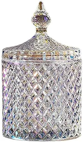 Miniatura 9 de Rainie Love Home - Juego básico de organización de almacenamiento de alimentos, tarro facetado de diamante de cristal con tapa de cristal, adecuado
