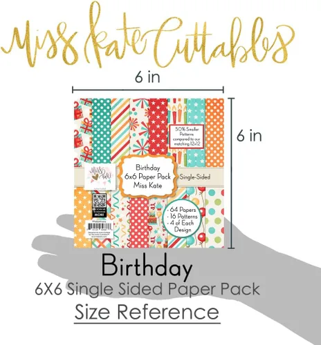 Miniatura 2 de Paquete de papel con patrón de 6 x 6 pulgadas, cumpleaños, para fiesta, álbum de recortes, papel especial de primera cara, colección de 6 x 6