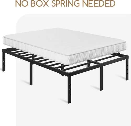 Miniatura 8 de Topeakmart Marco de cama de plataforma de metal de 18 pulgadas con soporte de listones resistente y agujeros reservados para cabecero de bricolaje