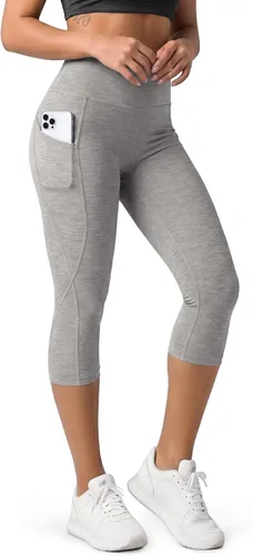 Miniatura 130 de ODODOS - Leggings capri de cintura alta para mujer con bolsillos, control de abdomen, no se transparentan, para entrenamiento atlético, running