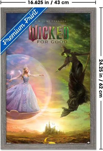 Miniatura 3 de Wicked: For Good (2025) - Póster de pared de una hoja de burbujas, 22.4 pulgadas de largo x 14.7 pulgadas de ancho, versión enmarcada de madera