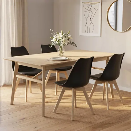 Miniatura 2 de SHGJ&SOFT Juego de 4 sillas de comedor modernas, sillas de cocina de piel sintética con respaldo alto, silla de tulipán con patas de madera maciza