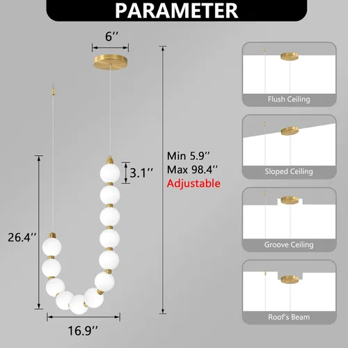 Miniatura 2 de Candelabros modernos LED regulables, bolas de acrílico, iluminación colgante de techo para sala de estar, comedor, dormitorio, luces colgantes