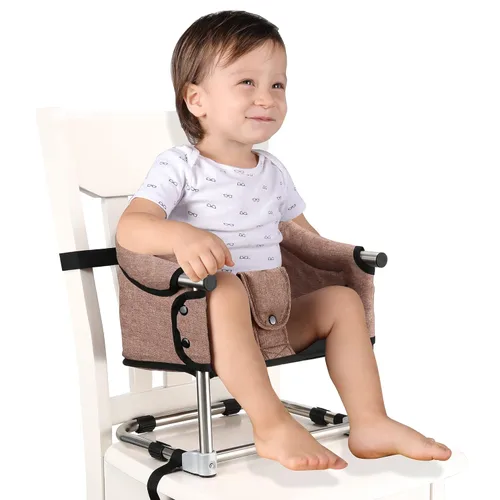 Miniatura 14 de Asiento elevador para mesa de comedor, silla elevadora portátil 3 en 1 con hebilla de seguridad, asiento de alimentación de bebé ajustable y Rojo