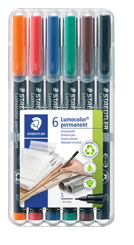 STAEDTLER 313 WP6 Lumocolor - Bolígrafos universales permanentes superfinos, varios colores