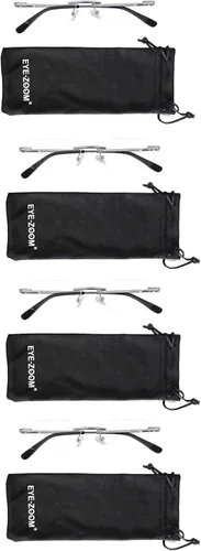 Miniatura 9 de Paquete de 4 lentes de lectura unisex con marco de metal sin montura con bolsa para hombres y mujeres