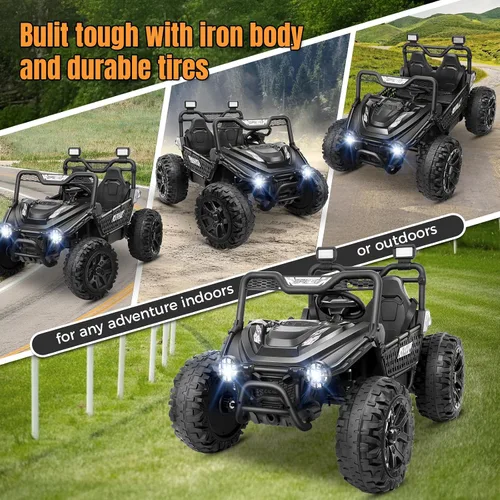 Miniatura 7 de Hikole Juguetes de paseo de 2 plazas de 24 V para niños grandes, camión eléctrico UTV con control remoto, asiento XXXL de 22 pulgadas, ruedas