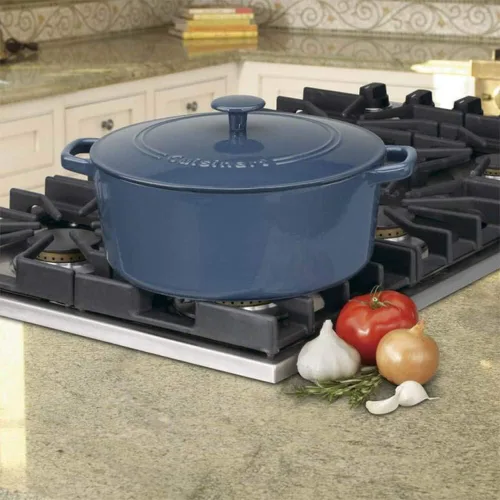 Miniatura 3 de Cuisinart Chef's Classic - Olla holandesa de hierro fundido esmaltado, tapa redonda (Azul Provenzal, 7 cuartos de galón)