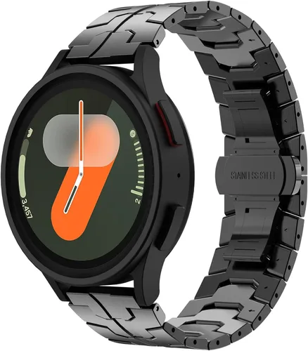 FULLIFE Compatible con Samsung Galaxy Watch 7 6 5 4 FE 1.575 in 1.732 in, correa de metal plegable de acero inoxidable 0.787 in Galaxy Watch 6 Negro