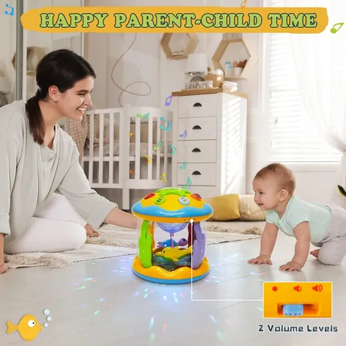 Miniatura 4 de M SANMERSEN Juguetes para bebés varones de 6-12 meses, juguetes musicales con luces rotatorias del océano para recién nacidos de 0-6 12-18 meses