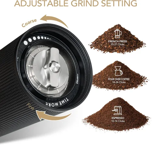 Miniatura 3 de Timmore Castaño C2S - Molinillo de café manual con ajuste interno de molienda ajustable, capacidad de 20g, molinillo de café manual con rebaba