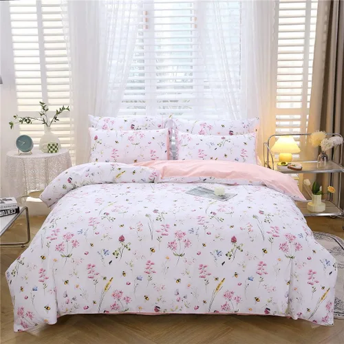 Miniatura 12 de URBONUR Juego de funda de edredón con diseño floral verde, tamaño King, 100% algodón egipcio, juego de ropa de cama con estampado de mariposas Verde