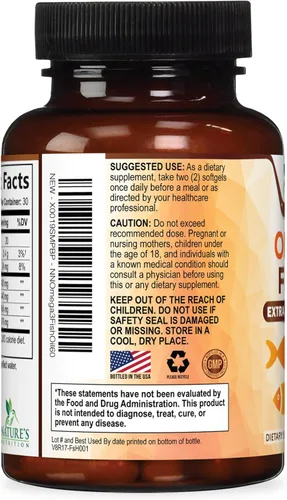 Miniatura 8 de Suplementos de aceite de pescado Omega 3 – 2400 mg de aceite de pescado por porción – Omega-3 de triple fuerza con ácidos grasos EPA y DHA – Apoyo