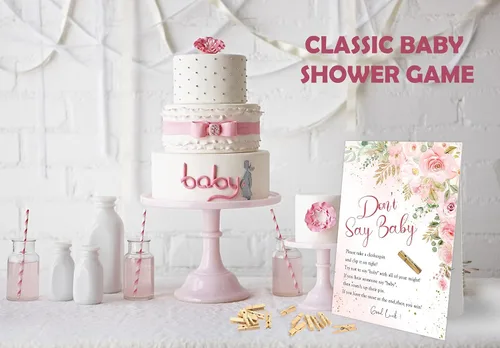 Miniatura 3 de Juego de pinzas para ropa de bebé, juego floral bohemio para baby shower, un letrero de 8 x 11 pulgadas y 50 mini pinzas naturales para la ropa
