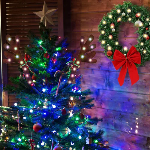 Miniatura 6 de Paquete de 3 cuernos de reno de Navidad para coche con luces LED, decoraciones de coche de Navidad, corona de Navidad iluminada, imanes reflectantes