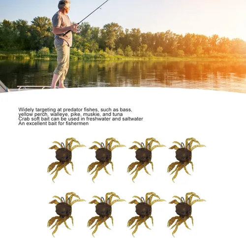 Miniatura 9 de Señuelos artificiales de cangrejo, 8 cebo suave con ganchos, cebo de cangrejo de 5.1 pulgadas, 1.2 onzas, simulación para entusiastas de la pesca