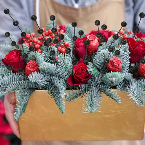 Miniatura 7 de Syhood 200 tallos de bayas con purpurina, 13.8 pulgadas, ramas de acebo para decoración de árbol de Navidad, adornos de vacaciones, decoración