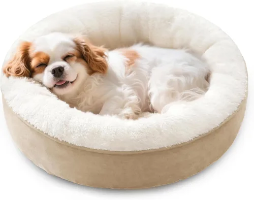Miniatura 14 de Love's cabin Cama redonda acolchada para gatos y perros, cama para mascotas de 20 pulgadas para gatos o perros pequeños, parte inferior Violeta