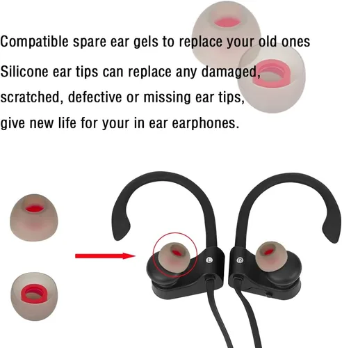 Miniatura 5 de 10 pares de puntas de silicona medianas para auriculares de repuesto para auriculares intraurales, puntas de goma para auriculares