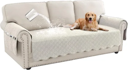 Miniatura 9 de Turquoize Fundas de sofá impermeables para perros, fundas protectoras para mascotas, fundas de sofá lavables con bolsillo lateral para sofá de 3