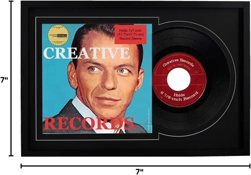 Miniatura 7 de Creative Picture Frames Marco de disco individual de vinilo de 7 pulgadas con doble paspartú negro y negro de 6 7/8 pulgadas y cubierta de 7 x 7