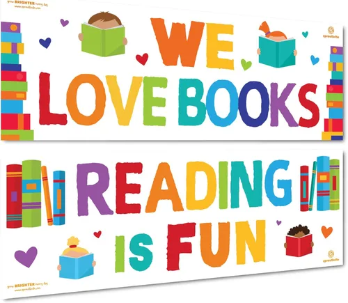Miniatura 10 de Sproutbrite 2 carteles de lectura grandes para el aula, carteles motivacionales de 13.5 x 39 pulgadas, tablón de anuncios y decoración de pared
