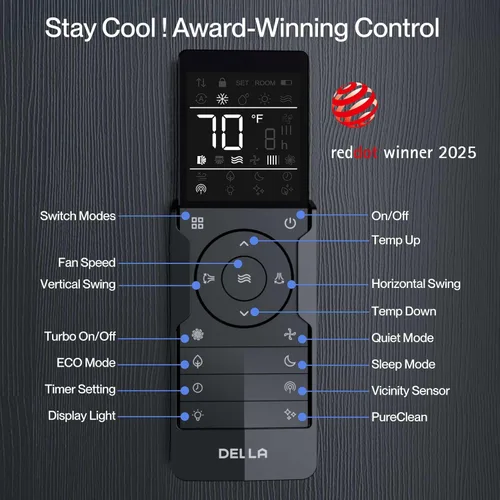 Miniatura 8 de DELLA 20 K BTU ODU 2 zonas (2 x 9000 BTU) Wifi Mini Split AC funciona con Alexa, eficiencia energética, 20 SEER2 208-230 V enfría hasta 800 pies