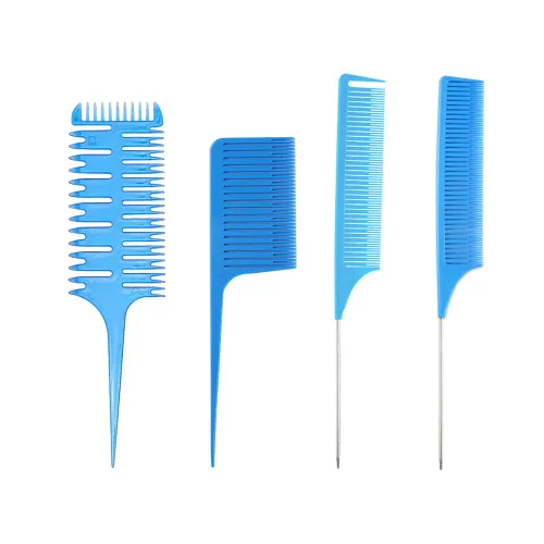 Juego de peines para peinar el cabello, peine profesional de cola de rata, peine de metal para teñir, peine de aluminio para peluquería y uso 4 Pcs