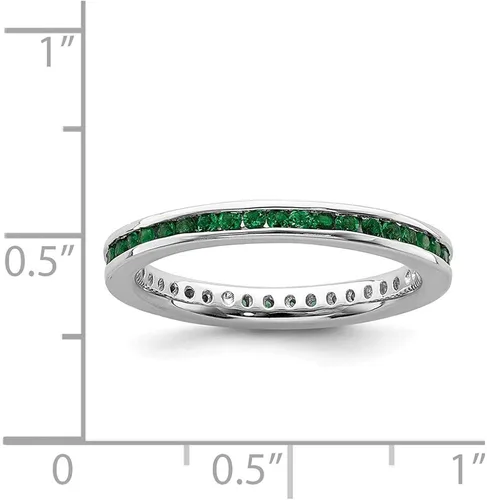 Miniatura 5 de Anillo de plata de ley 925 maciza apilable con piedras preciosas de mayo verde esmeralda