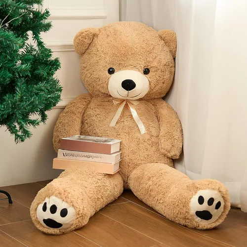 Miniatura 10 de Meooeck - Oso de peluche grande y grande, bonito regalo de felpa para novia, esposa, amante, aniversario de cumpleaños (lazo, 4 pies, morado)