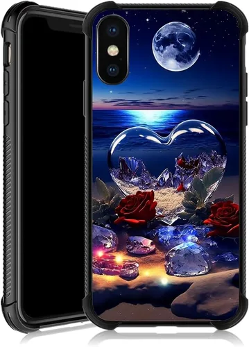 Miniatura 23 de Funda para iPhone Xs Max, diseños de girasol, estrella, cielo, cubierta trasera de cristal templado antiarañazos, esquinas reforzadas, carcasa