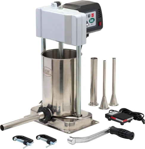 LEM Products Embutidora de salchichas motorizada Big Bite de acero inoxidable con cilindro removible, capacidad de 10 libras, 0.5HP