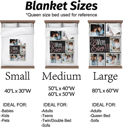 Miniatura 4 de Best Mom Ever Manta con fotos, regalo para mamá de marido, regalos de cumpleaños para mamá de hija o hijo, regalos de aniversario o de día de San