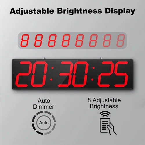 Miniatura 5 de CHKOSDA Reloj de pared digital de doble cara de 28.5 pulgadas, reloj grande LED multifuncional con temporizador, pantalla de temperatura y fecha