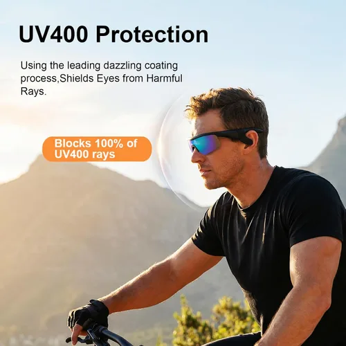 Miniatura 7 de Gafas de sol polarizadas Bluetooth deportivas, ciclismo, correr, para hombres y mujeres, UV400 con Bluetooth envolventes con altavoces HD abiertos