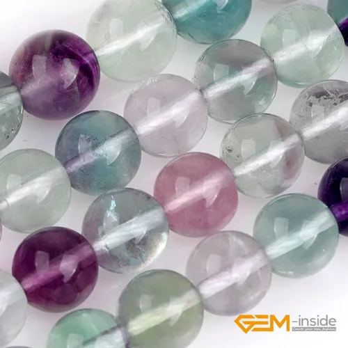 Miniatura 4 de GEM-Inside - Cuentas sueltas de fluorita arcoíris natural, grado AAA de 0.315 in, cuentas de energía de cristal para fabricación de joyas, 15