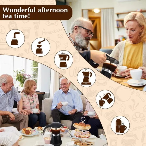Miniatura 5 de Cafetera Eléctrica de Espresso Transparente Cafetera Eléctrica de Moka Portátil de Aluminio Cafetera Italiana de Moka con Base Desmontable, Regalo