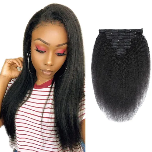 Miniatura 9 de Extensiones de cabello ondulado con clip, rizado natural, 100% cabello humano brasileño sin procesar, para mujeres negras (12 pulgadas)