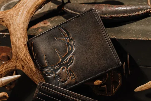 Miniatura 4 de House of Jack Co. Billetera plegable para hombre Billetera de hombre para deportistas al aire libre Cuero de grano completo bruñido a mano