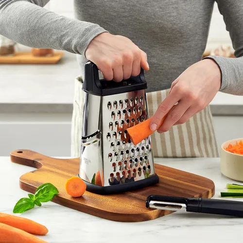 Miniatura 5 de BASSWOOD Rallador profesional de queso, rallador de caja de acero inoxidable de 4 caras, triturador de alimentos para queso, triturador de queso