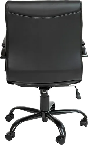 Miniatura 5 de Flash Furniture Whitney Silla de escritorio giratoria de LeatherSoft con respaldo medio y asiento acolchado y reposabrazos acolchados, silla de Negro