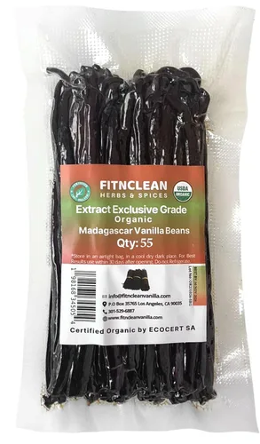 Miniatura 2 de 55 Vainas de vainilla de Madagascar orgánicas de grado exclusivo B para extracto 4" - 5" por FITNCLEAN VANILLA Cápsulas secas enteras de Bourbon