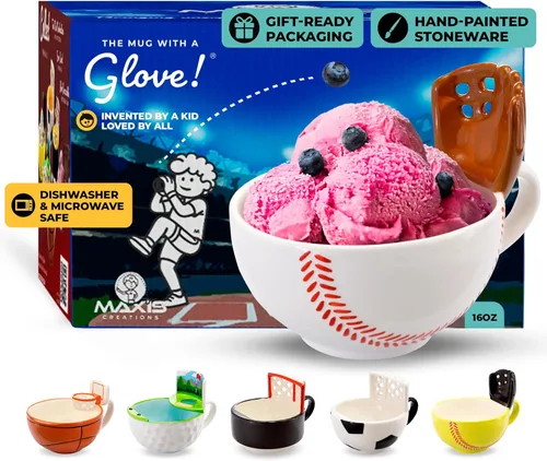 MAX'IS Creations Taza de café con guante de béisbol para entrenador, niños de 8 a 14 años, hombres y mujeres, regalos y accesorios de béisbol,