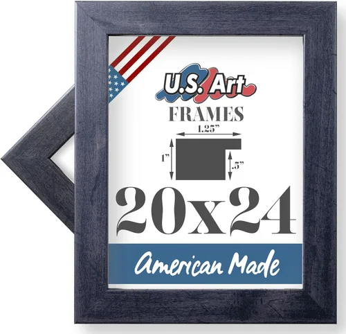 Miniatura 128 de Marco de fotos de 4 x 6 pulgadas, acabado envuelto suave, plano de 1.25 pulgadas de ancho, negro tradicional, MDF compuesto de madera 100% americana