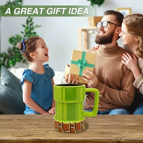 Miniatura 6 de Super Mario Warp Pipe - Taza de café de cerámica de regalo para jugadores, padres, entusiastas del café, para capuchino, café con leche o té